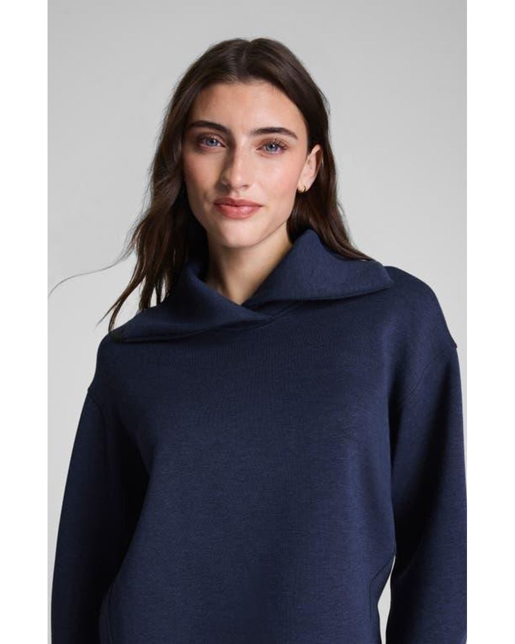 Spanx Blue Airessentials Brushed Collar Sweatshirt