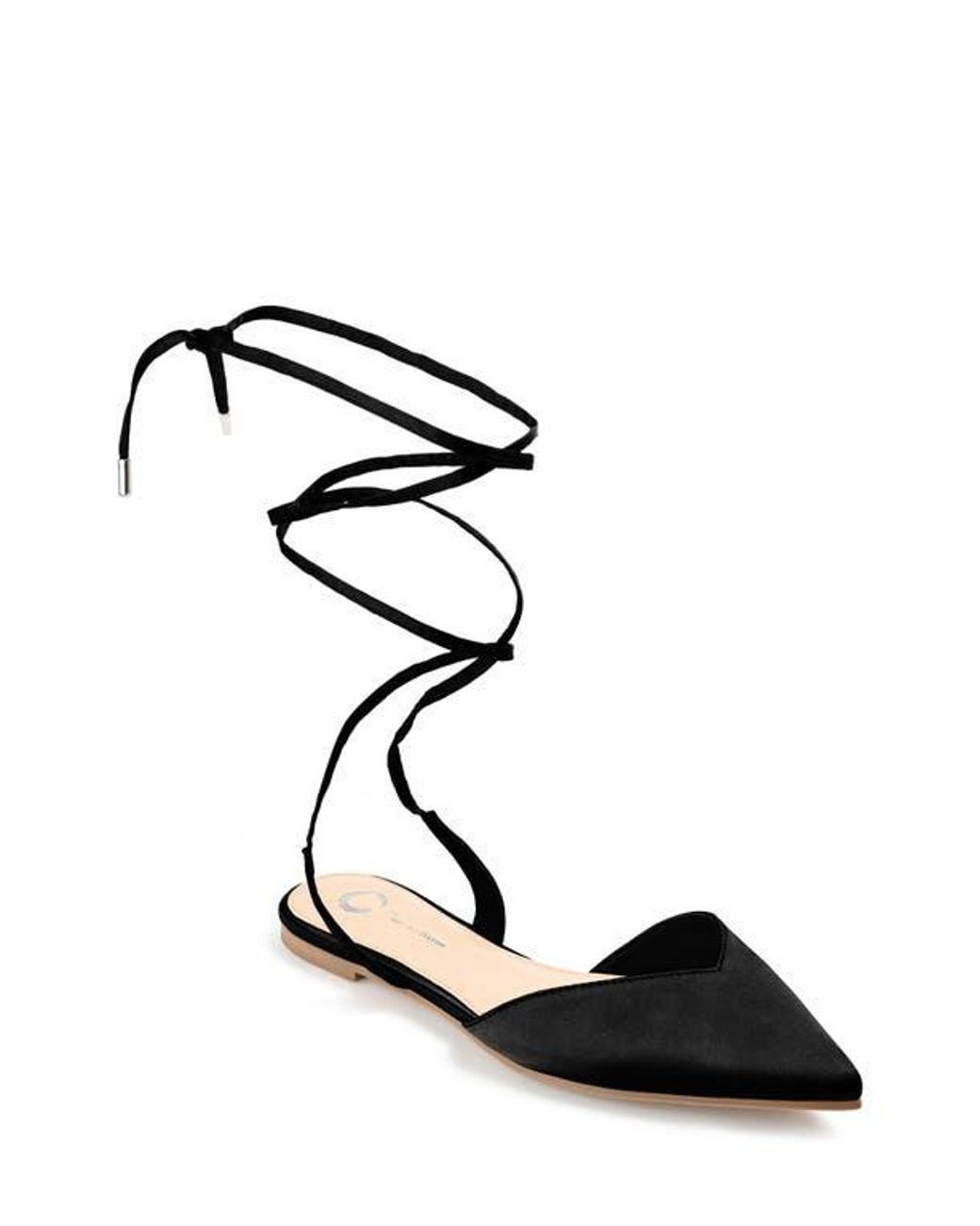 Journee Collection Black Lace-Up Pointed-Toe Flat
