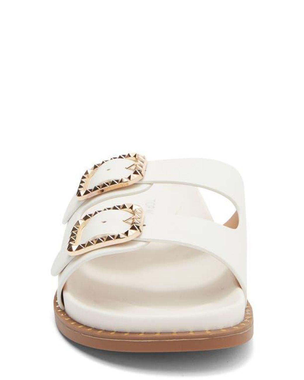 Top Moda White Sailor Double Strap Slide Sandal