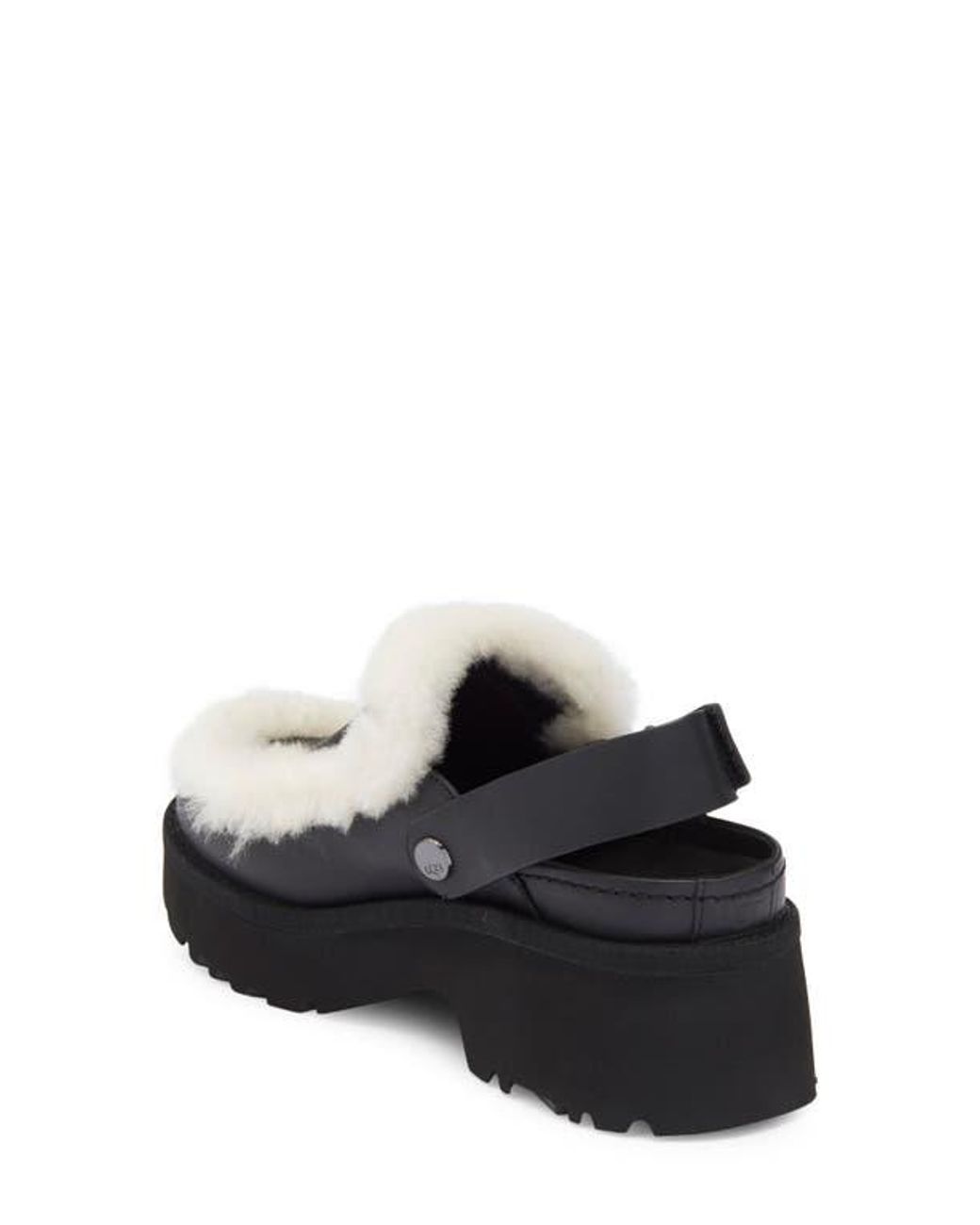 Ugg Black Esmee Genuine Shearling Trim Clog