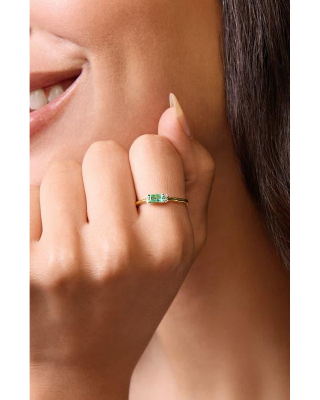 Bony Levy Blue El Mar Emerald & Diamond Stackable Ring