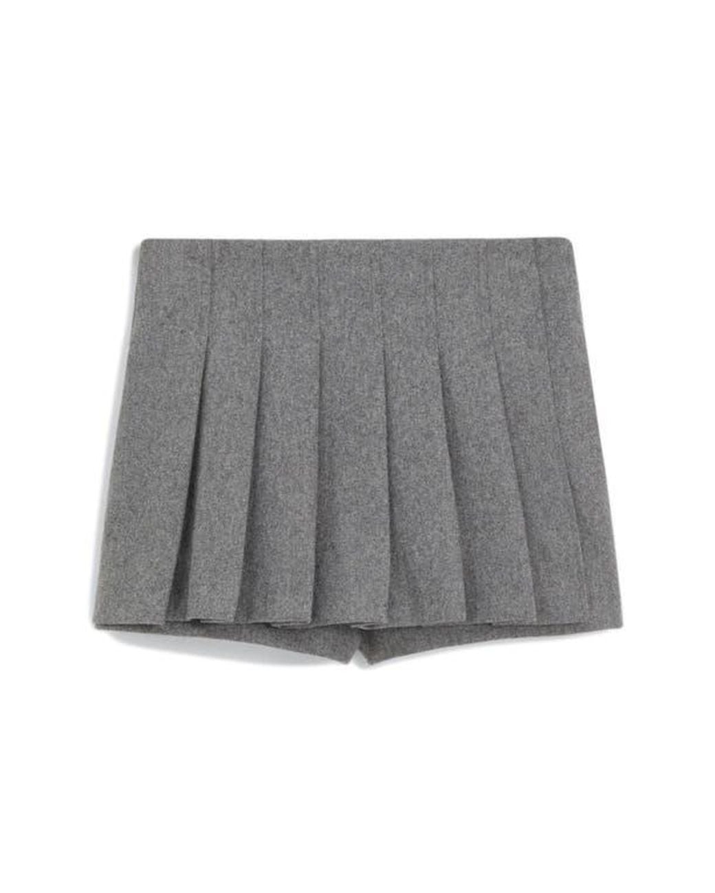 Mango Gray Pleated Wool Blend Miniskort