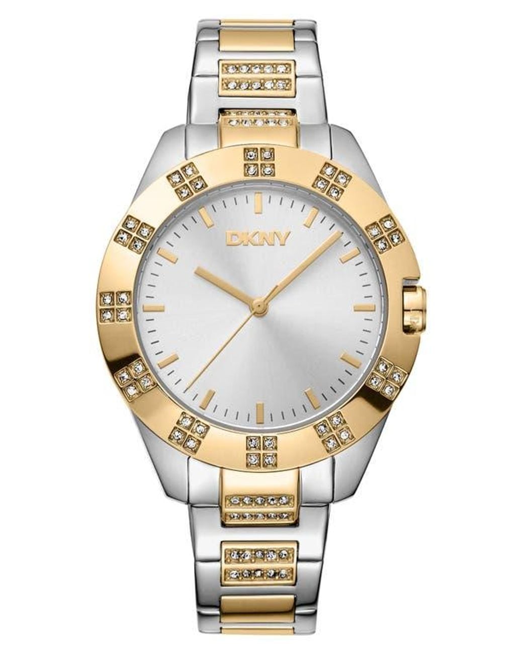 DKNY Metallic Two Tone Crystal Bracelet Watch for men