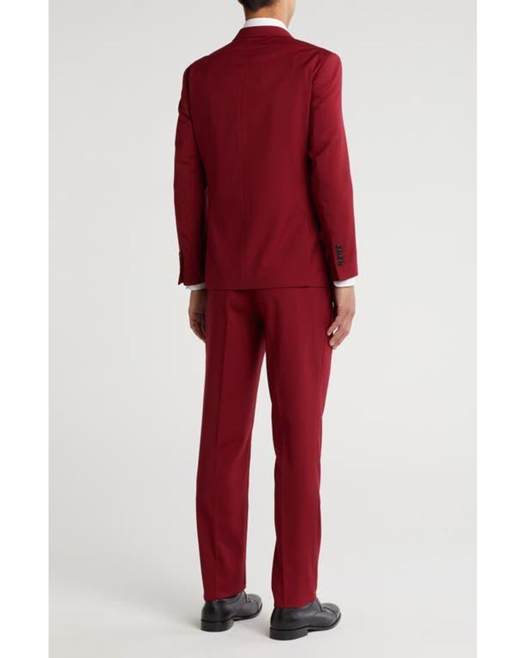 Gino Vitale Red Slim Fit Solid Double Breasted Suit for men