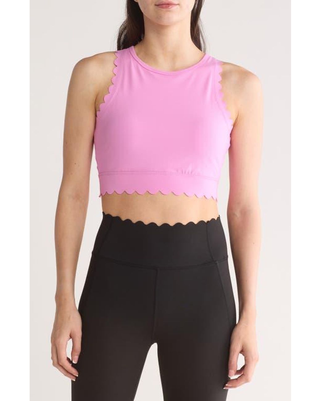 Jessica Simpson Scalloped Edge Sports Bra in Pink Lyst