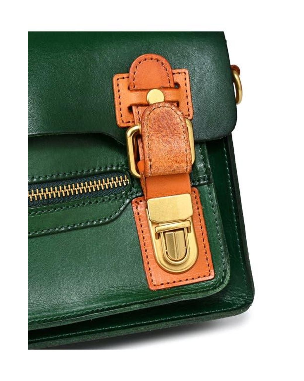 Old Trend Green Aster Mini Leather Satchel