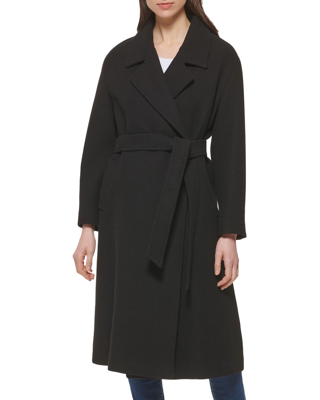 Cole haan wool blend basket weave zip up coat Clearance