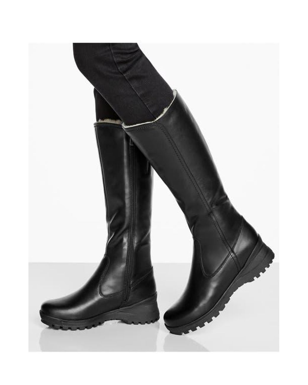 La Canadienne Agnes Wool Lined Wedge Boot in Black Lyst