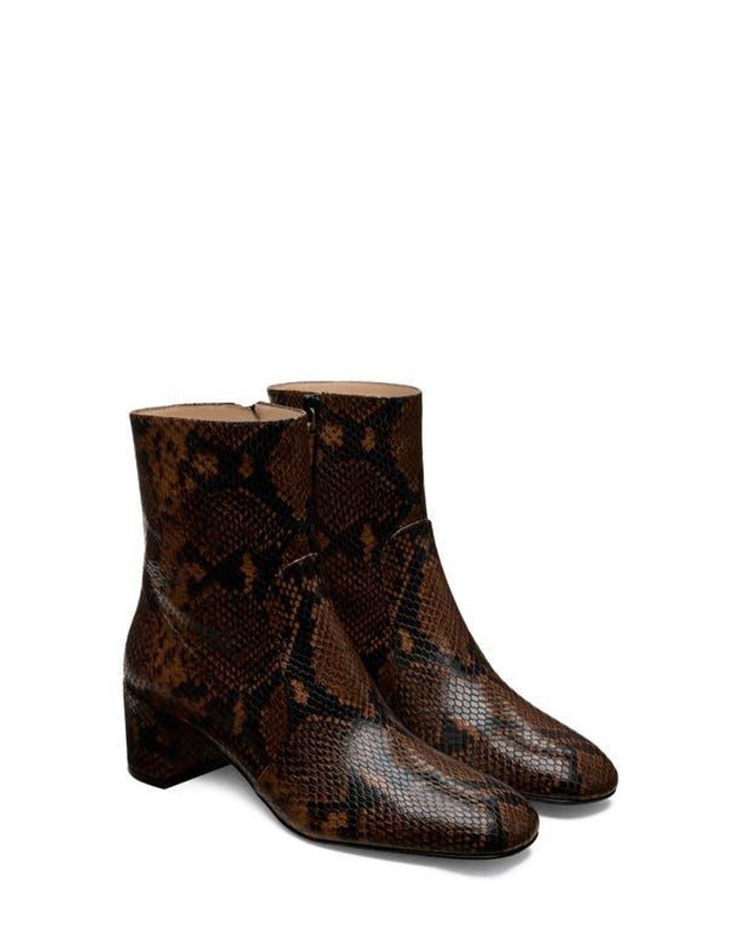 Stuart Weitzman Brown Maeve Snakeskin Embossed Bootie