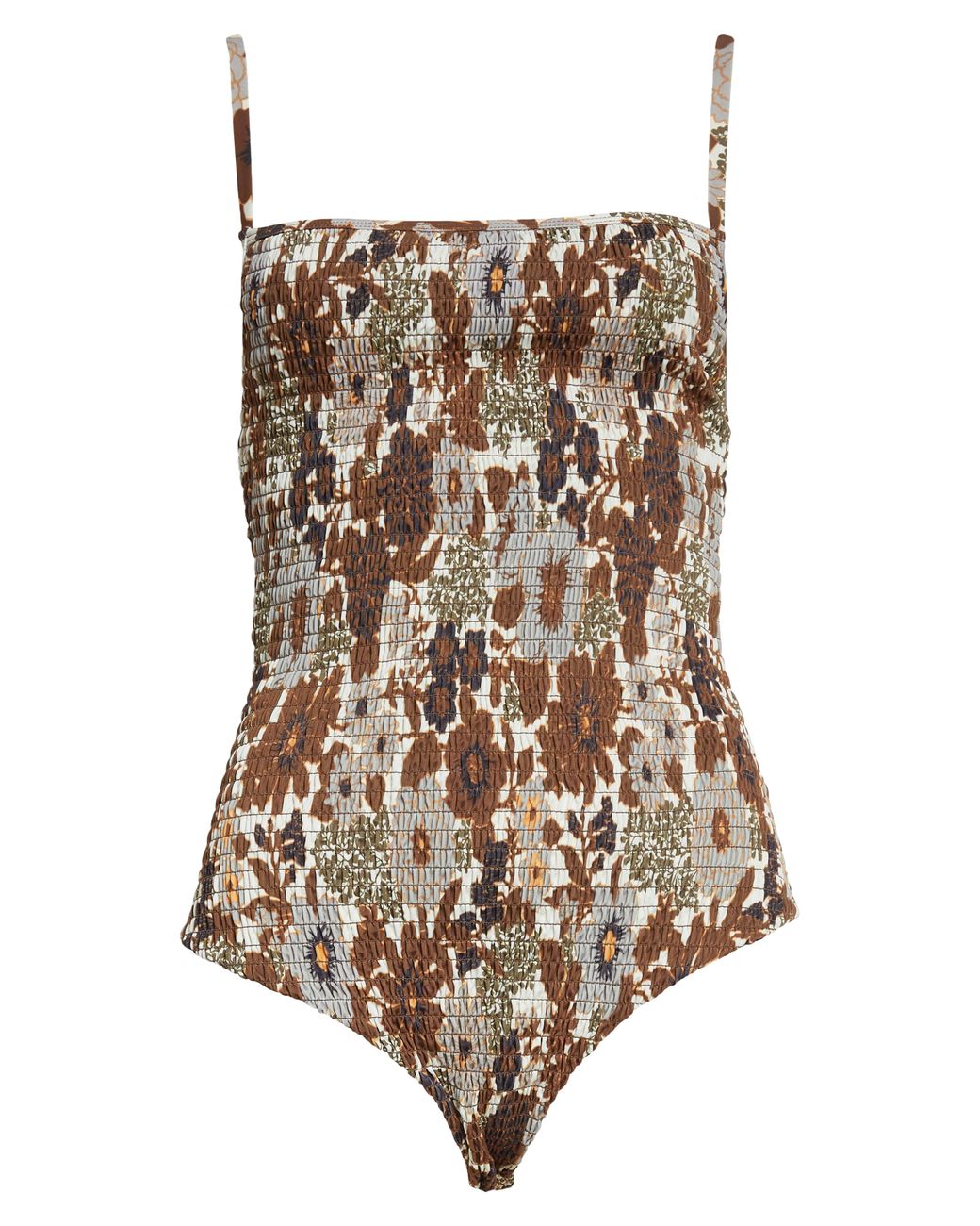 Sir. The Label Constantine Smocked Onepiece Swimsuit in Brown Lyst