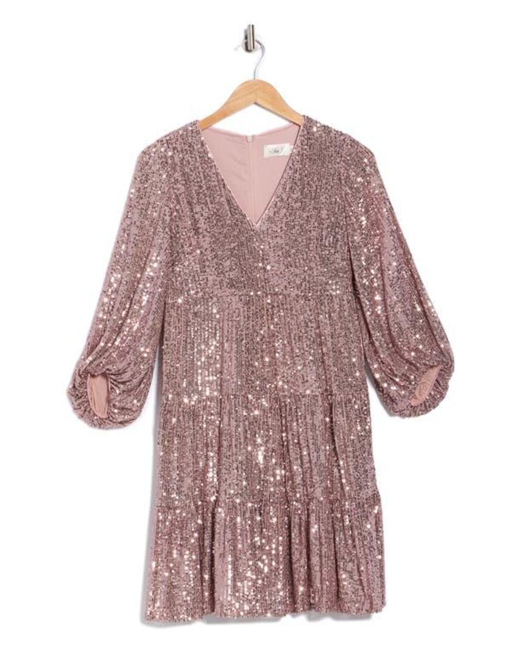 Eliza J Balloon Sleeve Sequin Skater Dress in Pink | Lyst