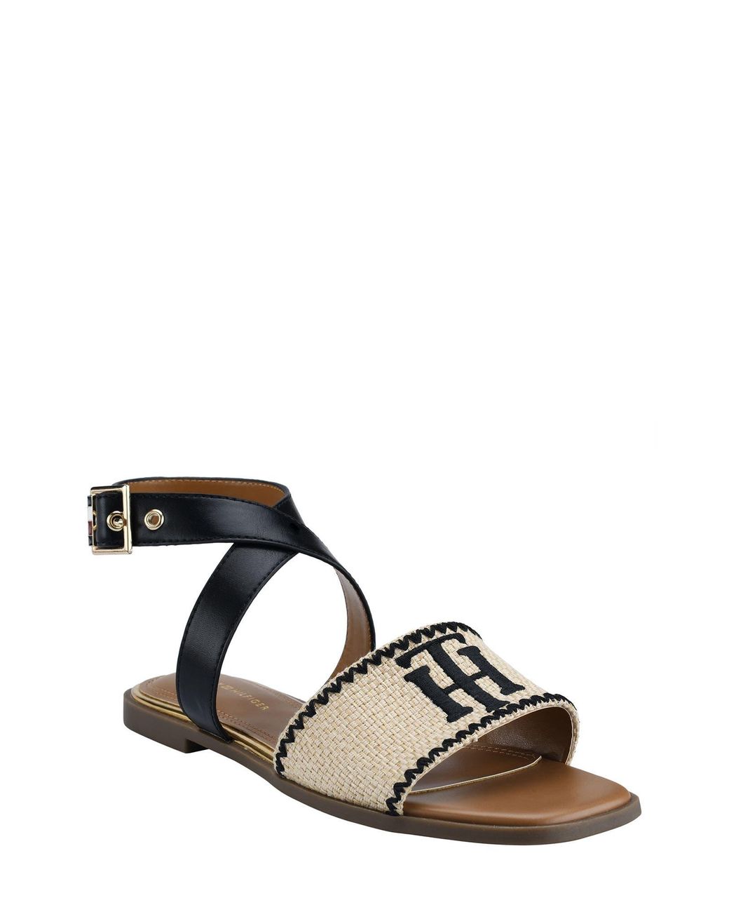 Tommy Hilfiger Pazy Ankle Strap Sandal In Natural/black At Nordstrom Rack |  Lyst