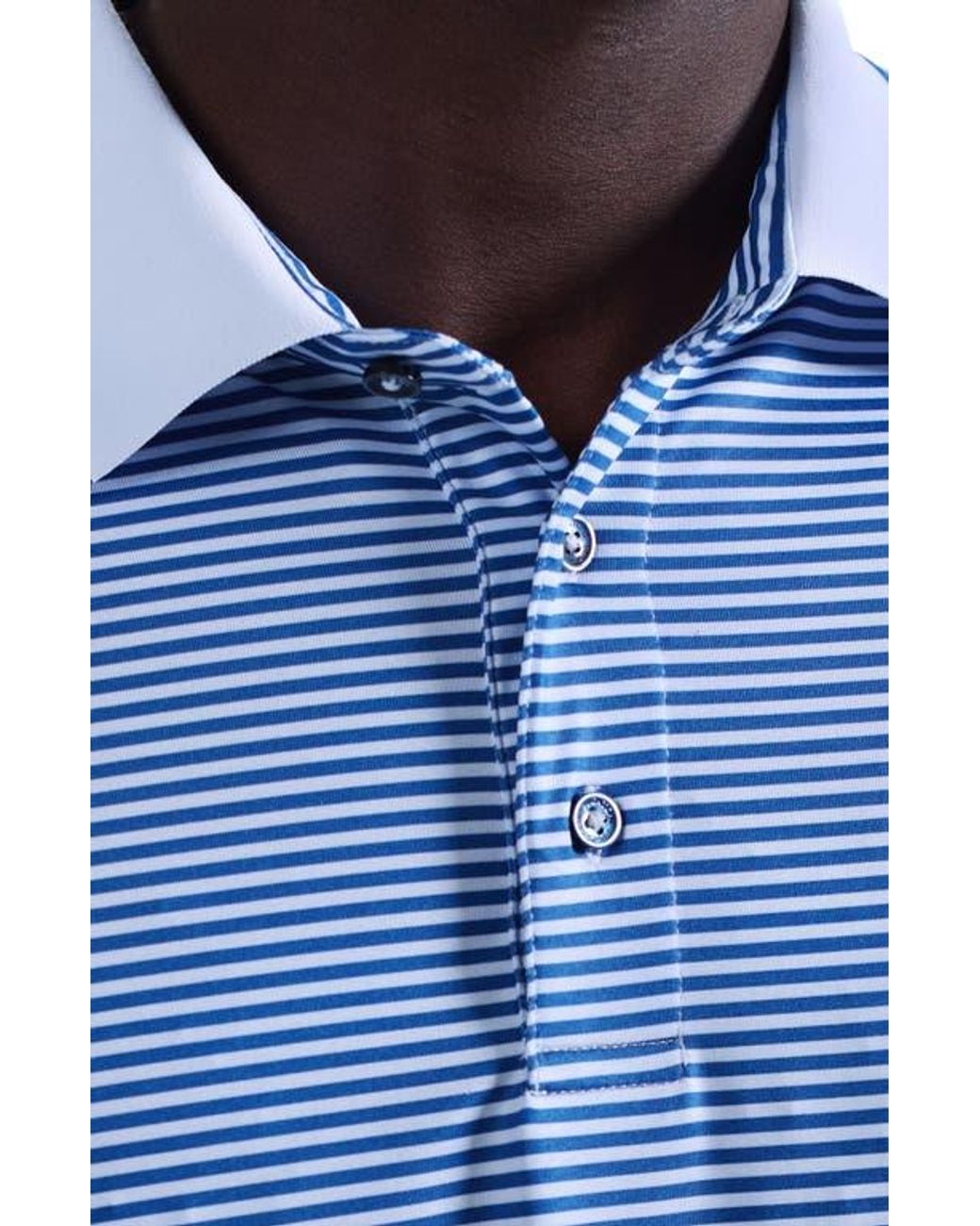 Bugatchi Blue Three-Button Performance Polo for men