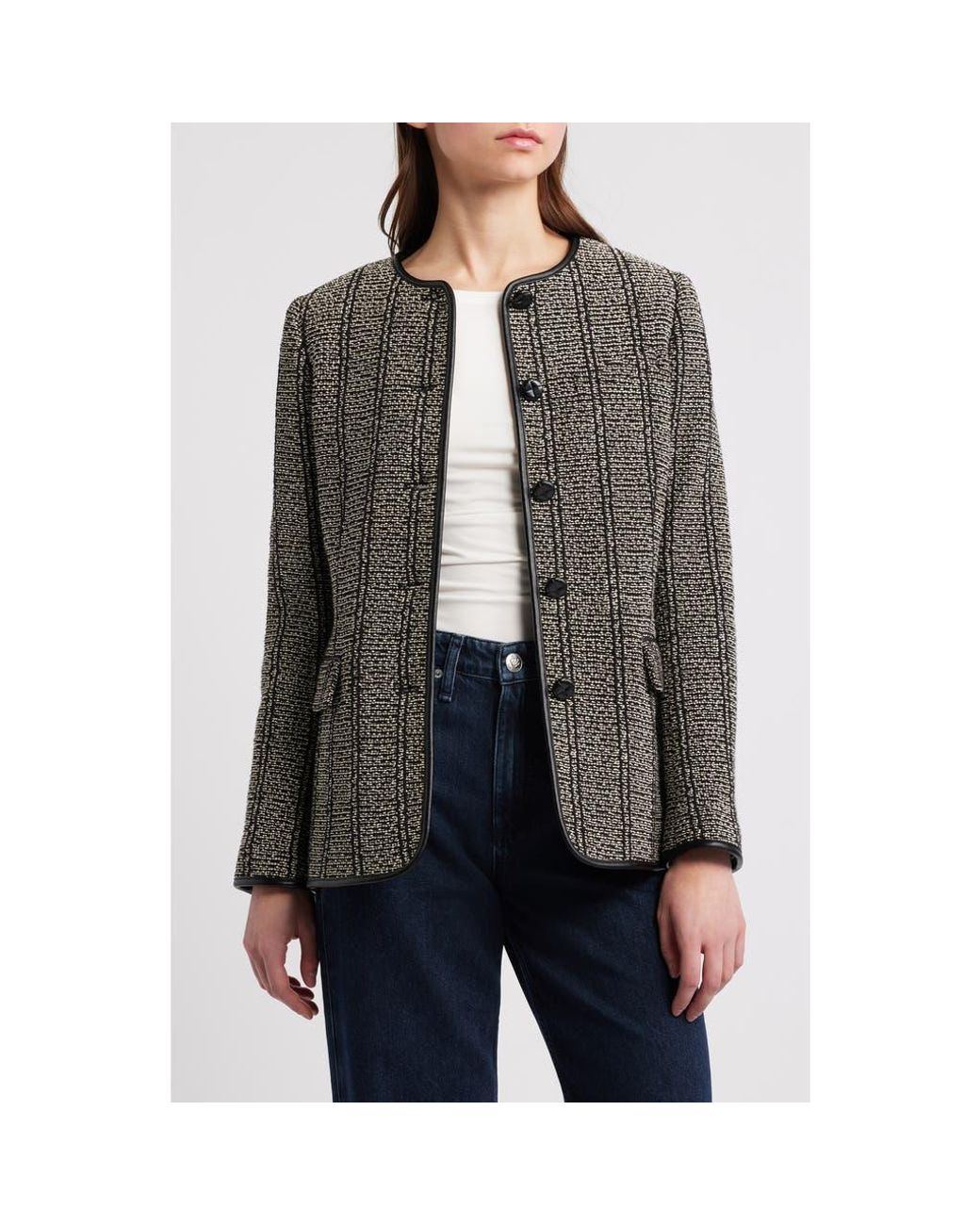 Rag & Bone Gray Barlet Cotton Tweed Jacket