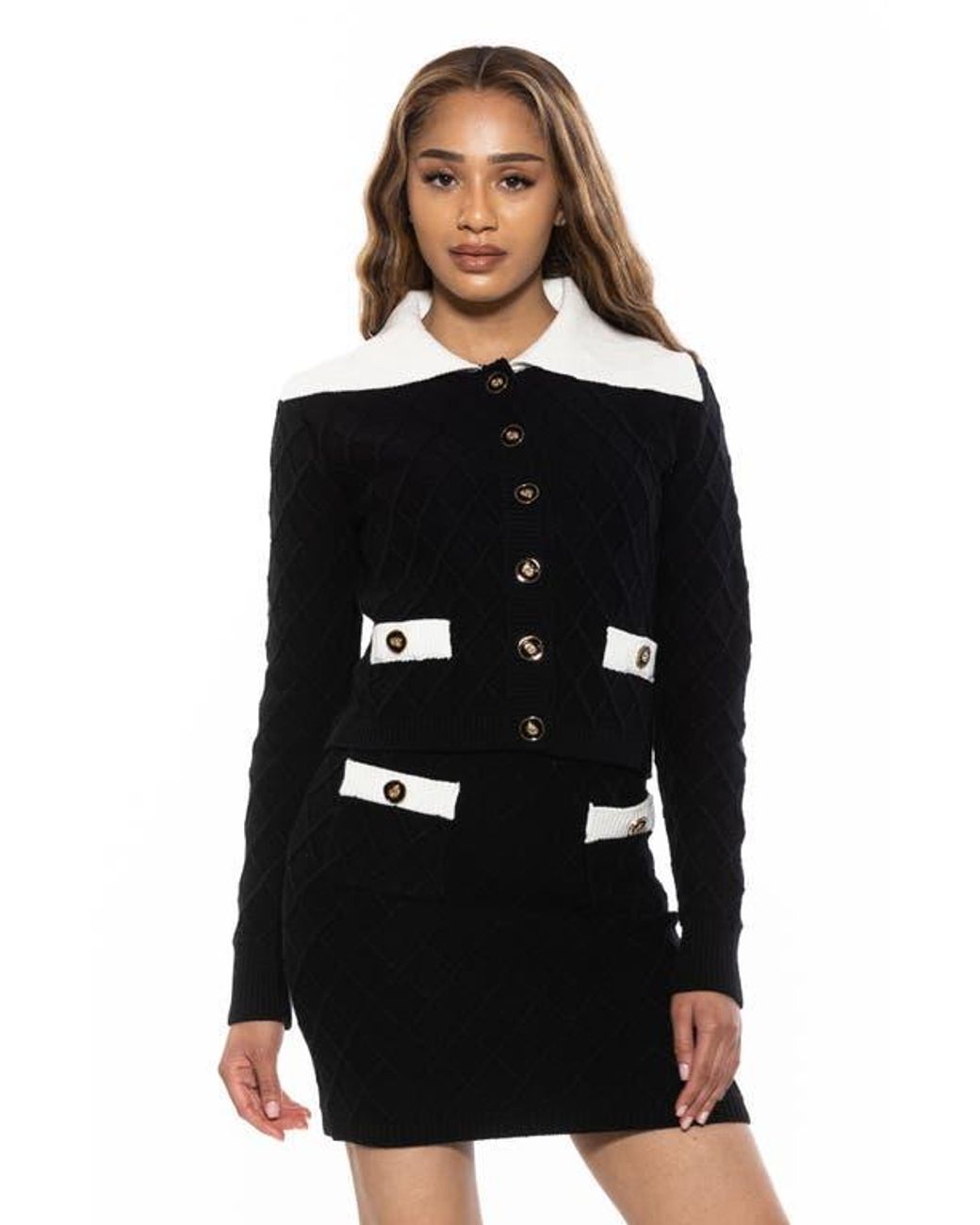 Alexia Admor Black Pattern Cardigan