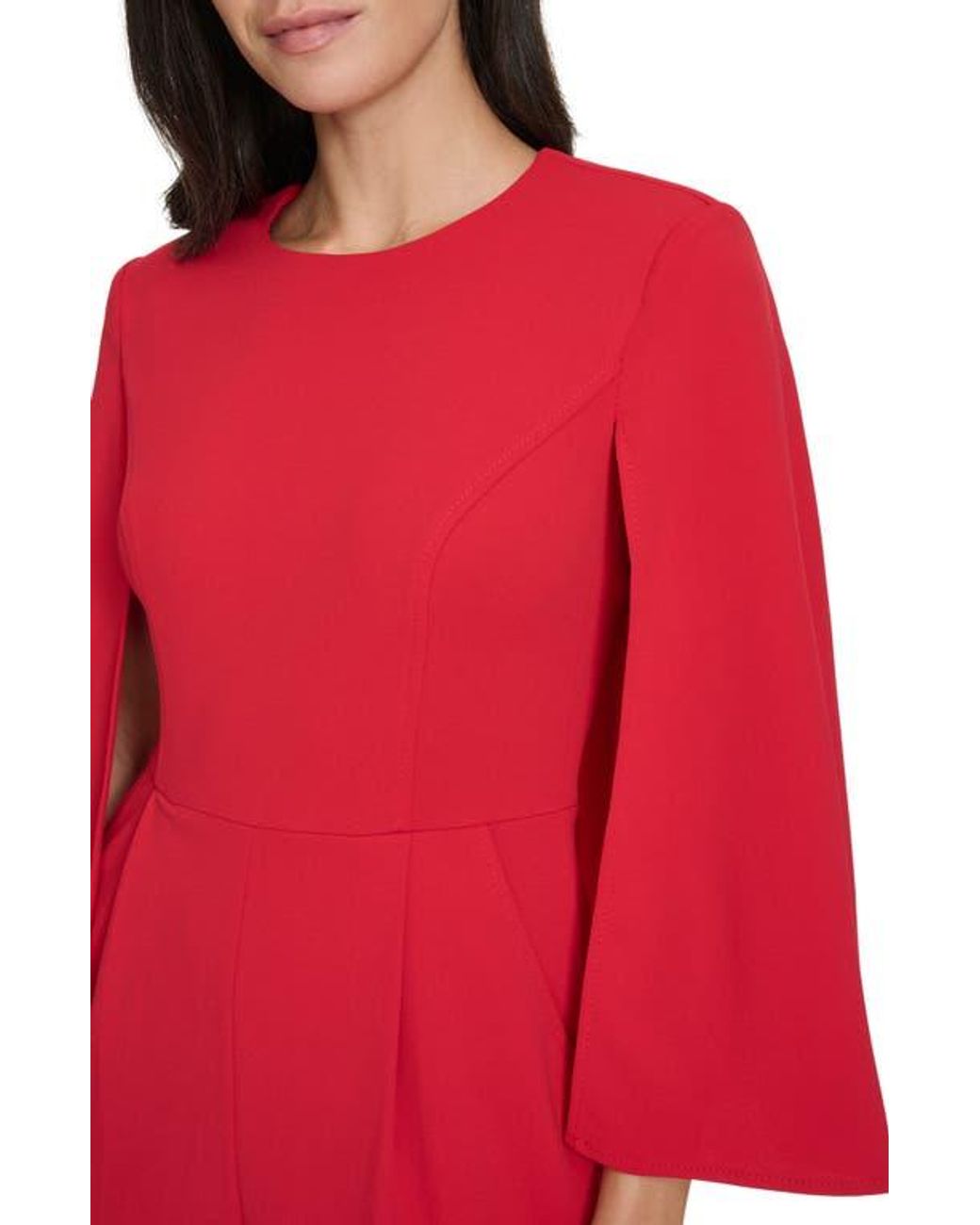 calvin klein red cape dress Calvin Klein Women's Flutter Short Sleeve Sheath Dress - Red