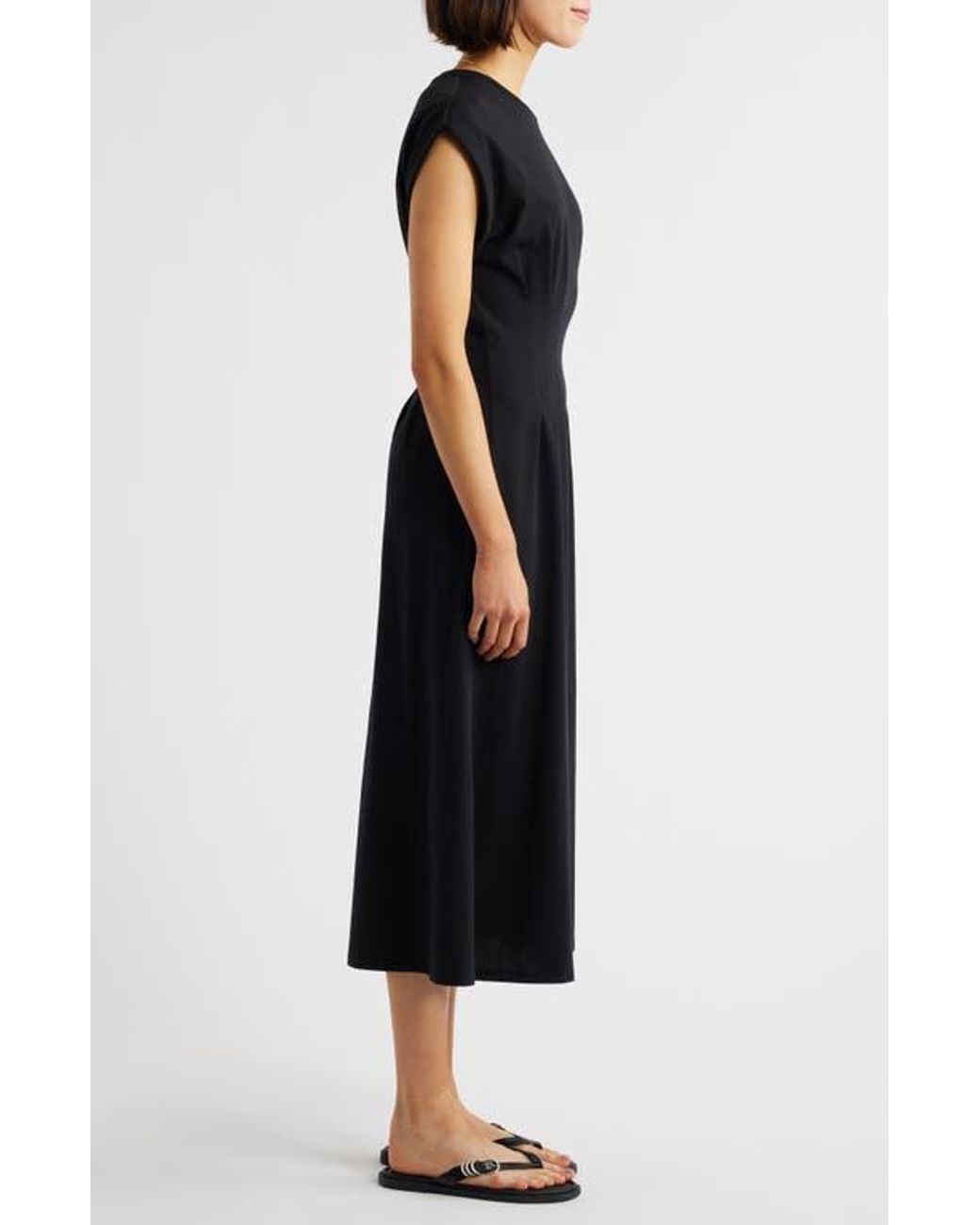 FRAME The Jersey Organic Cotton A-Line Dress in Black | Lyst