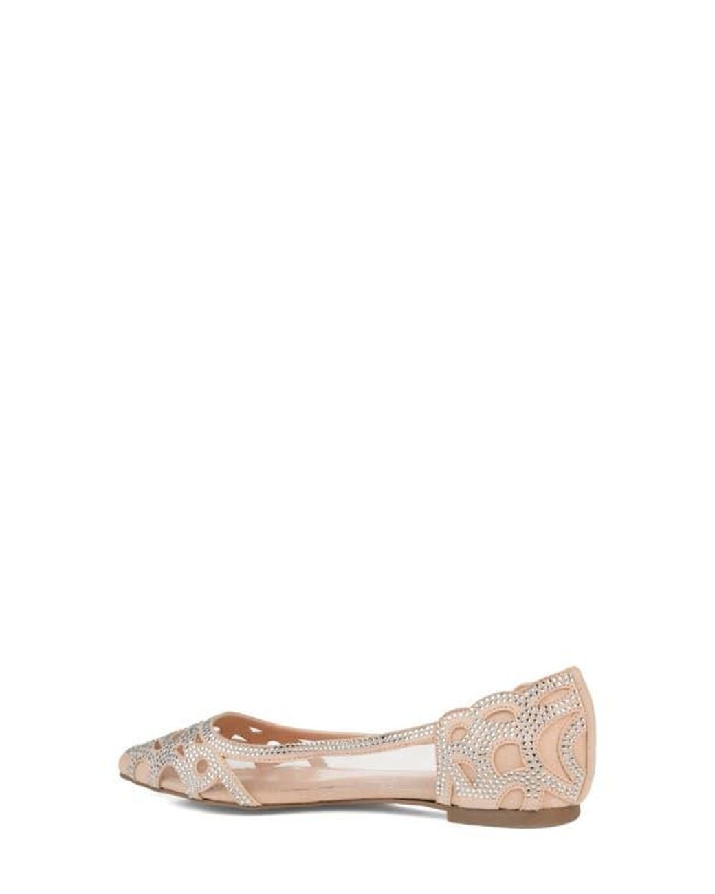 Journee Collection Pink Rhinestone-Embellished Pointed Mesh Flats