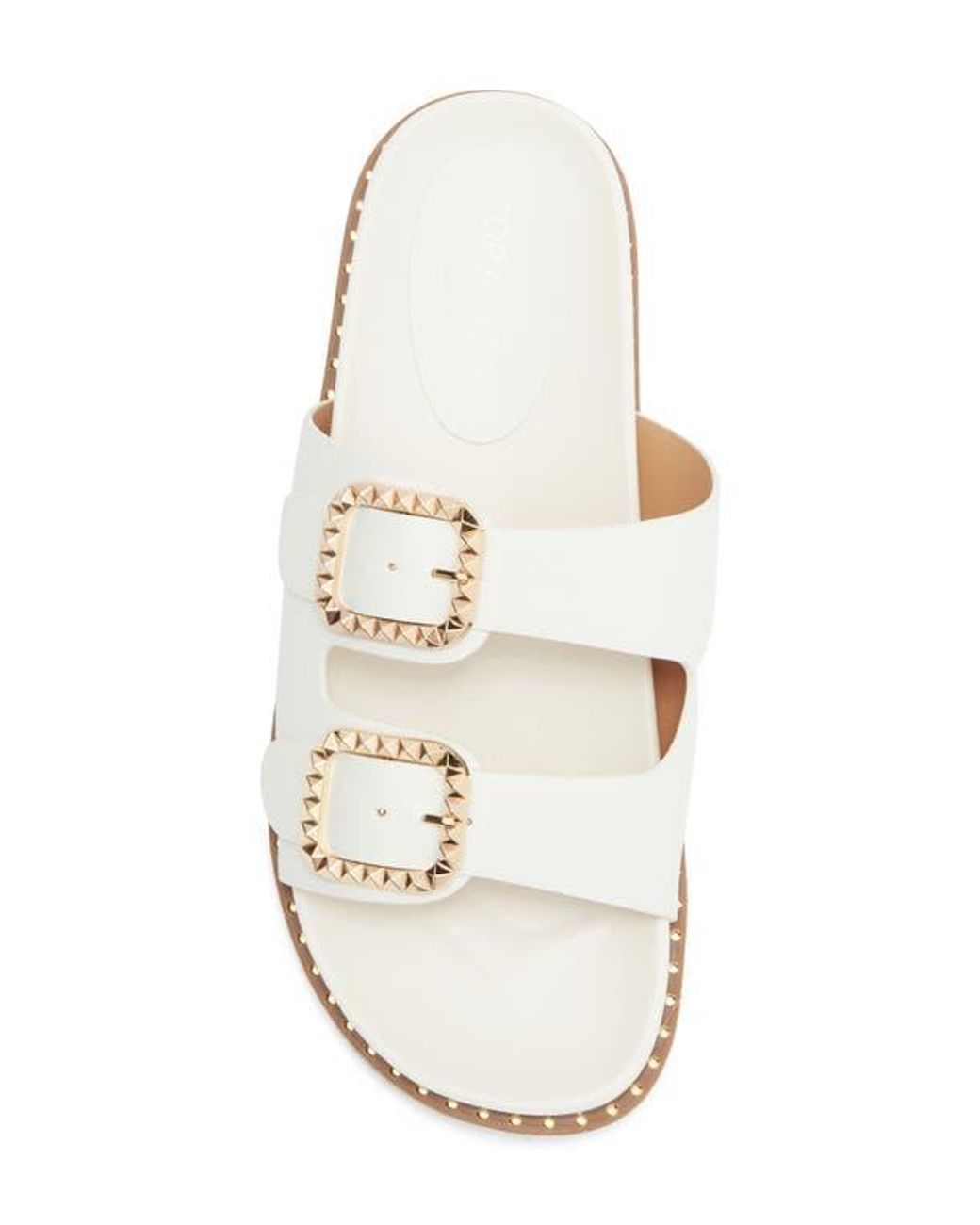 Top Moda White Sailor Double Strap Slide Sandal