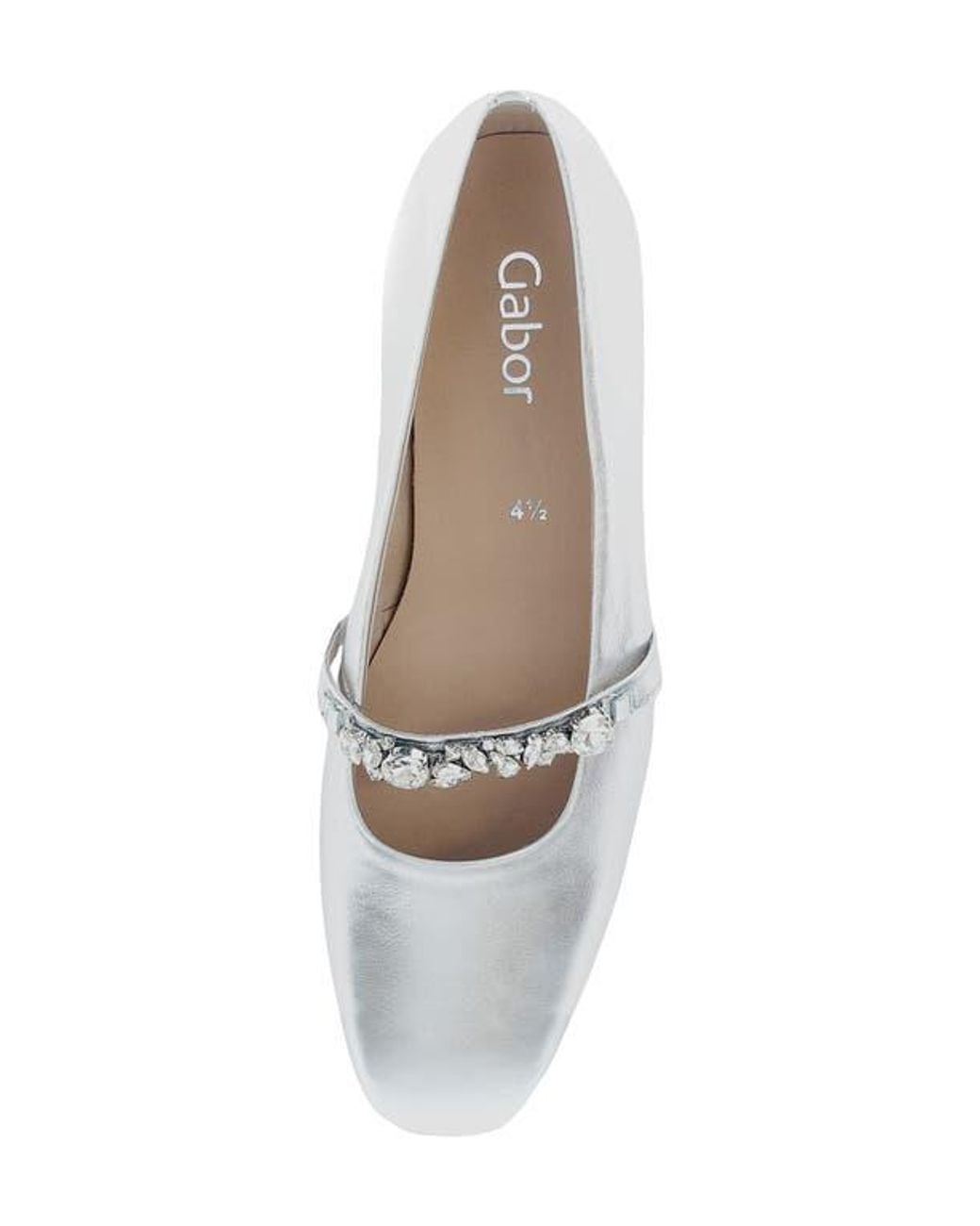 Gabor White Crystal Mary Jane Flat