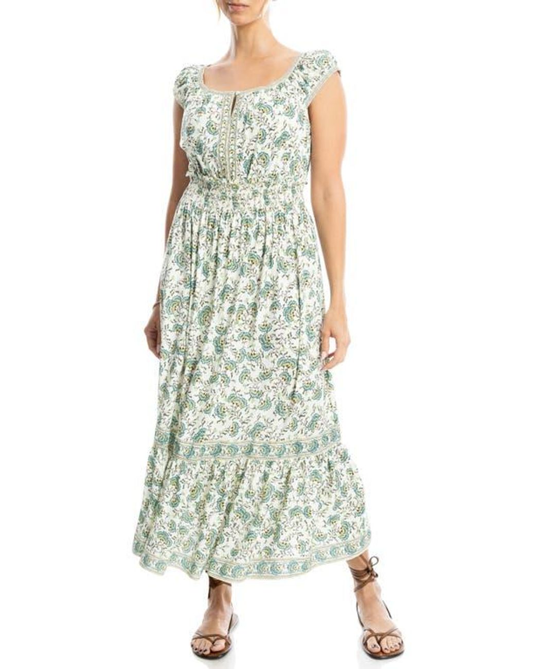 max studio floral print smocked maxi dress Max Studio | Dresses | Max Studio Green Floral Vneck Smocked Maxi Dress