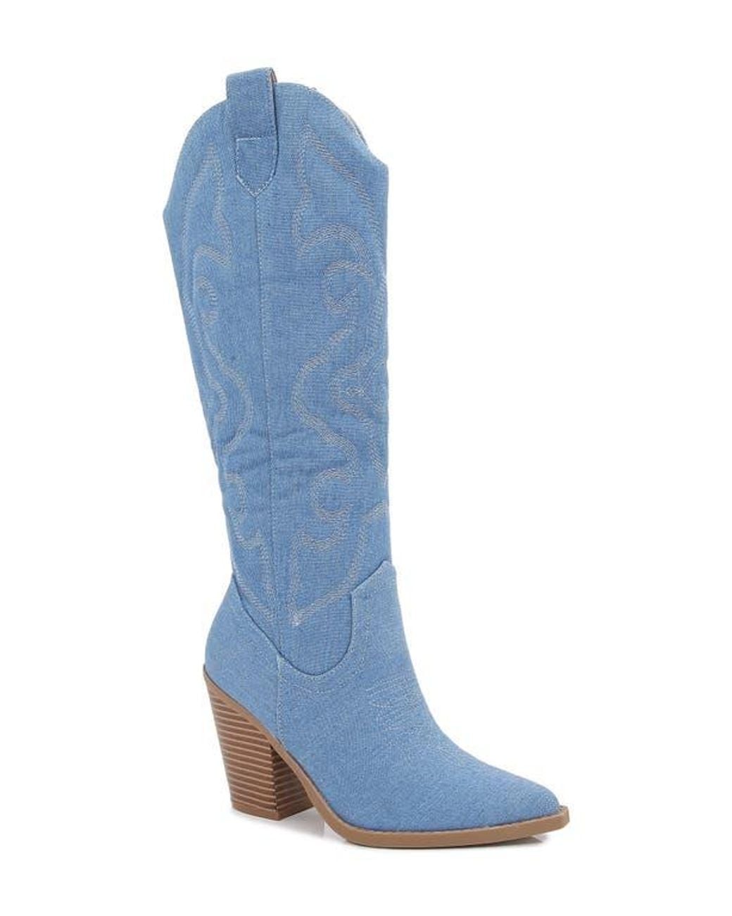 BERNESS Blue Metallic Quilted Cowboy Boot