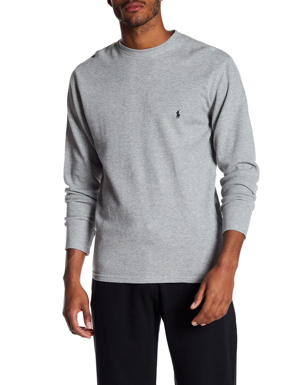 Polo Ralph Lauren Waffle Knit Long Sleeve Crew Neck Tee in Gray for Men |  Lyst