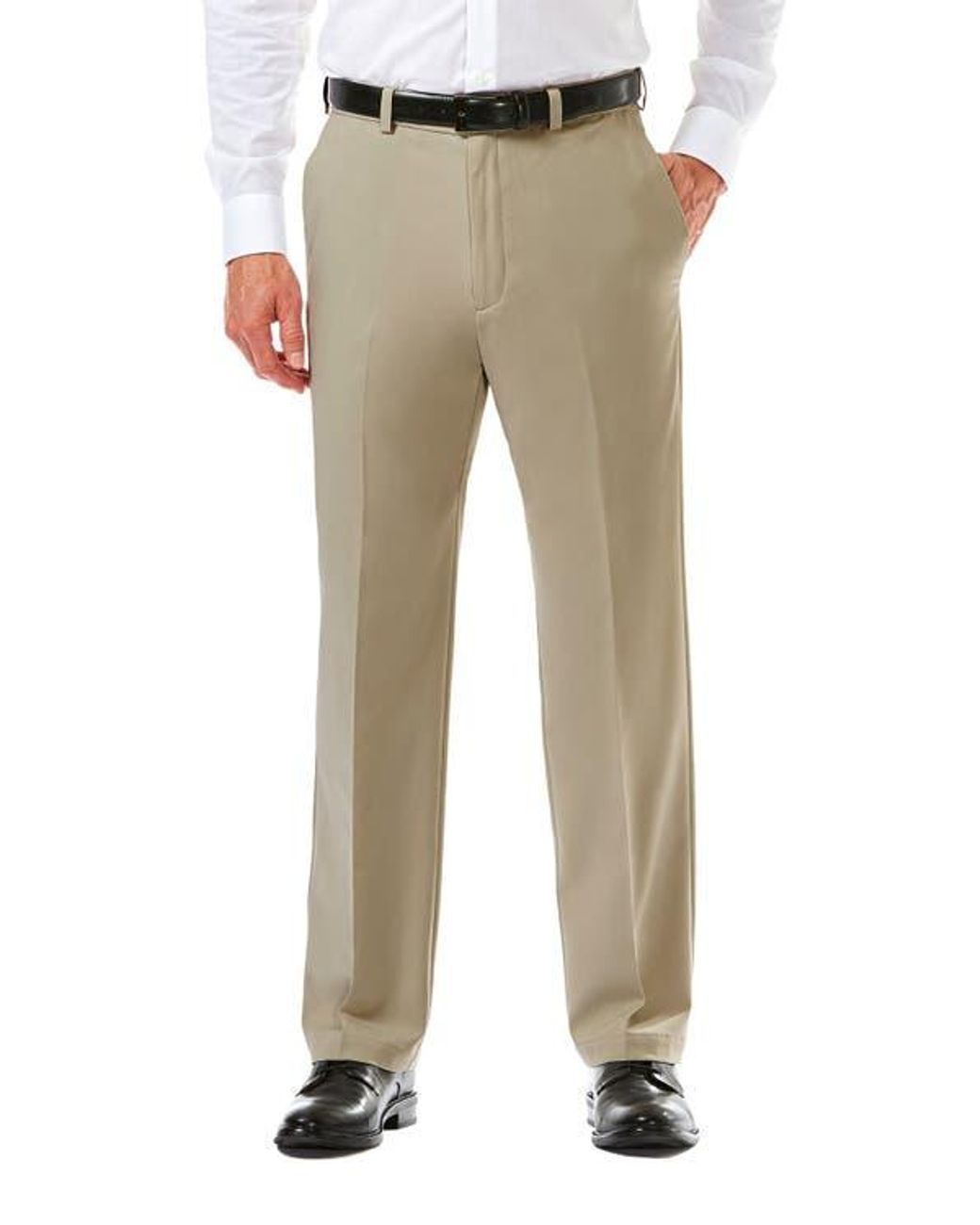 Haggar Cool 18 Pro Classic Fit Flat Front Pant in Natural for Men | Lyst