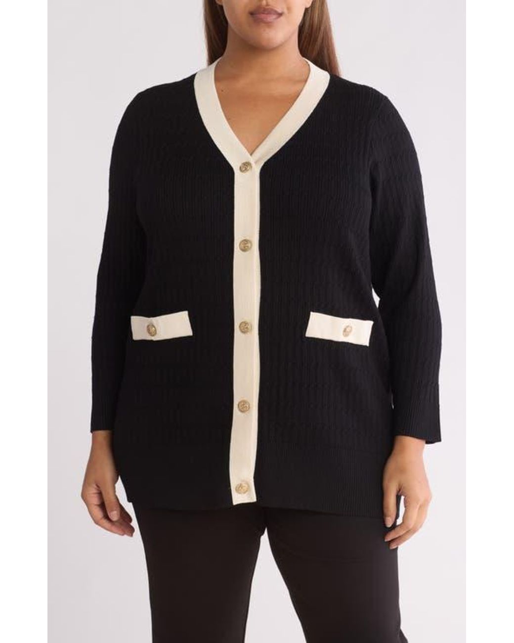 Women's V-Neck Button Front Long Sleeve Knit Cardigan