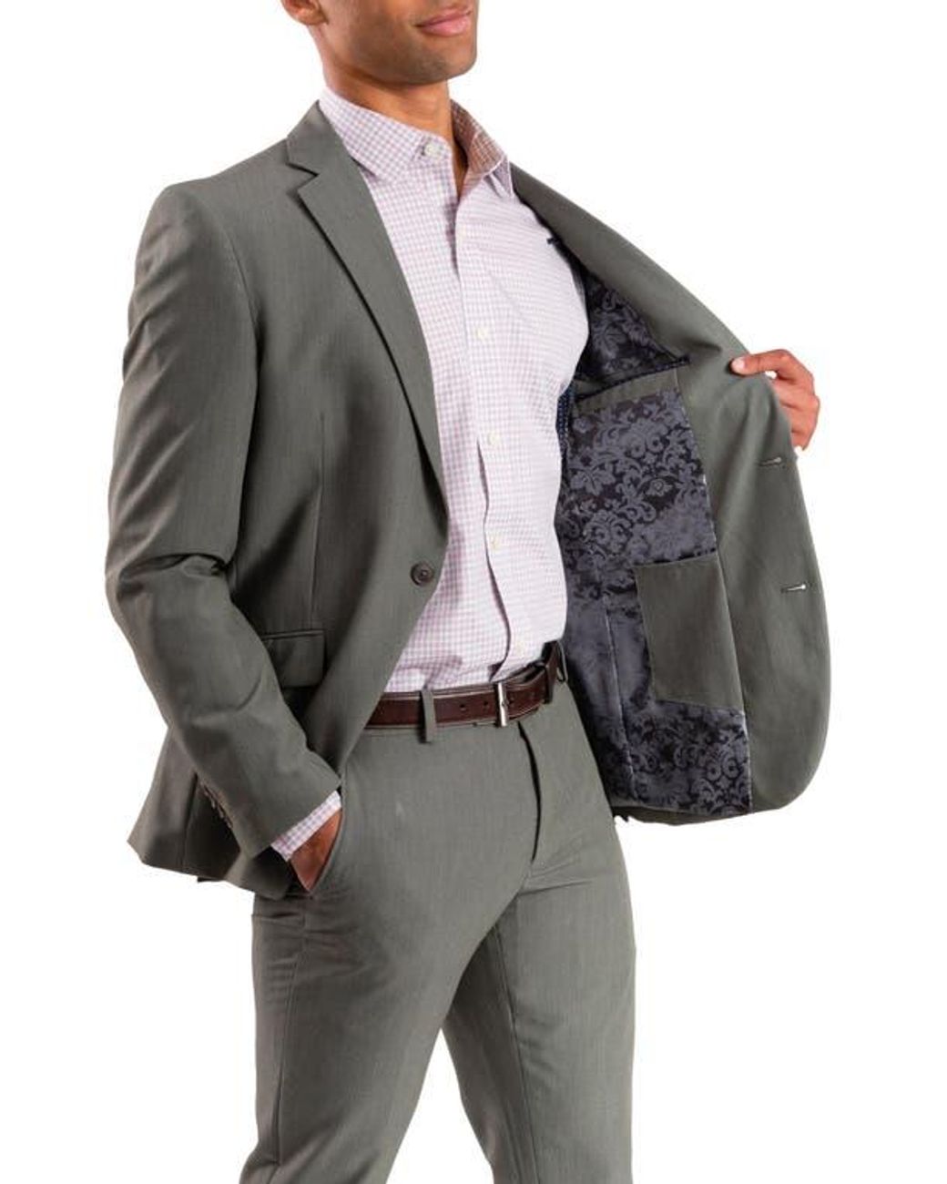 Savile Row Gray Bi-Stretch Solid 2-Piece Suit for men