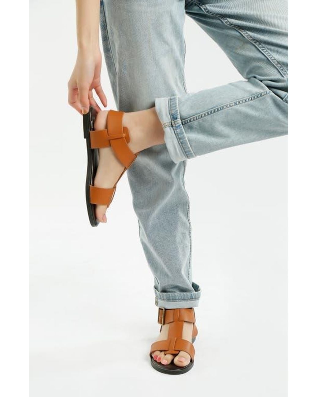 Rag & Co Brown Shayla Gladiator Flat Sandal