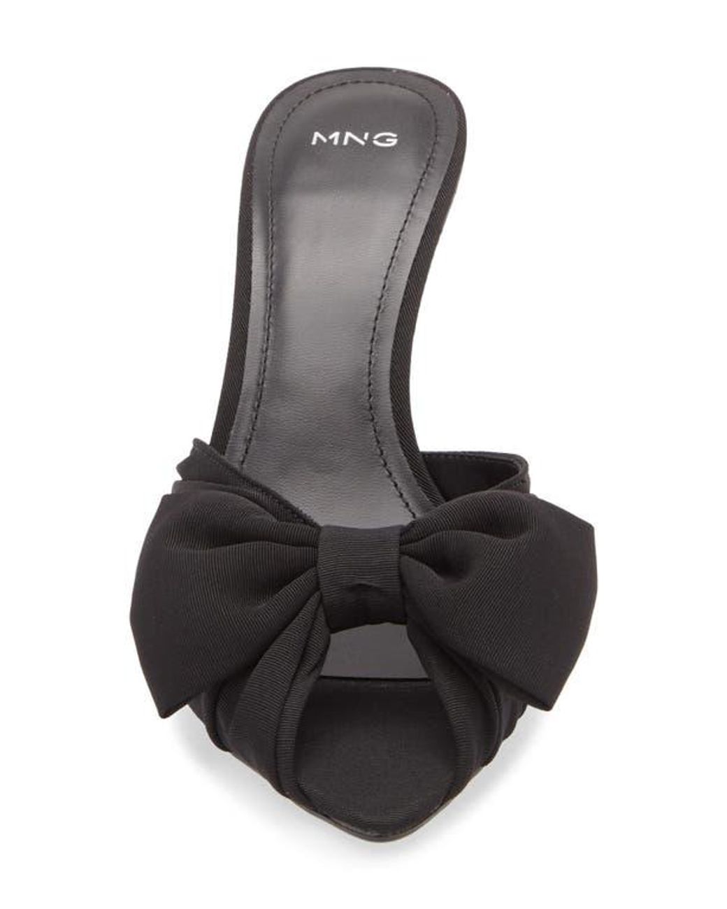 Mango Black Lasy Bow Slide Sandal