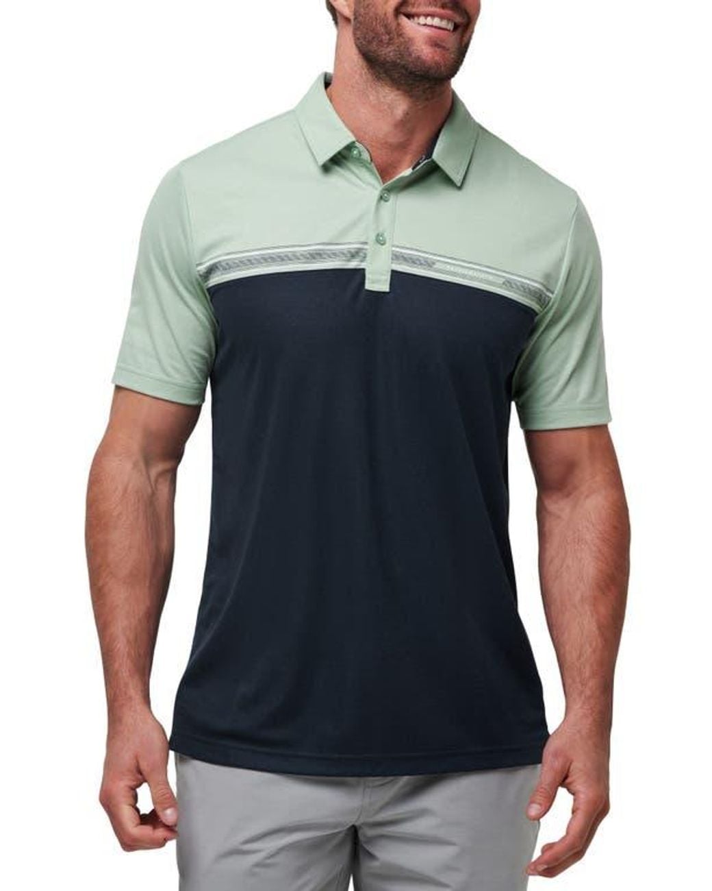 Travis Mathew Blue Rustic Route Colorblock Polo for men