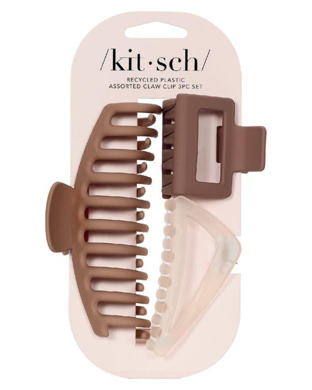 Kitsch Pink Pack Of 3 Assorted Claw Clips