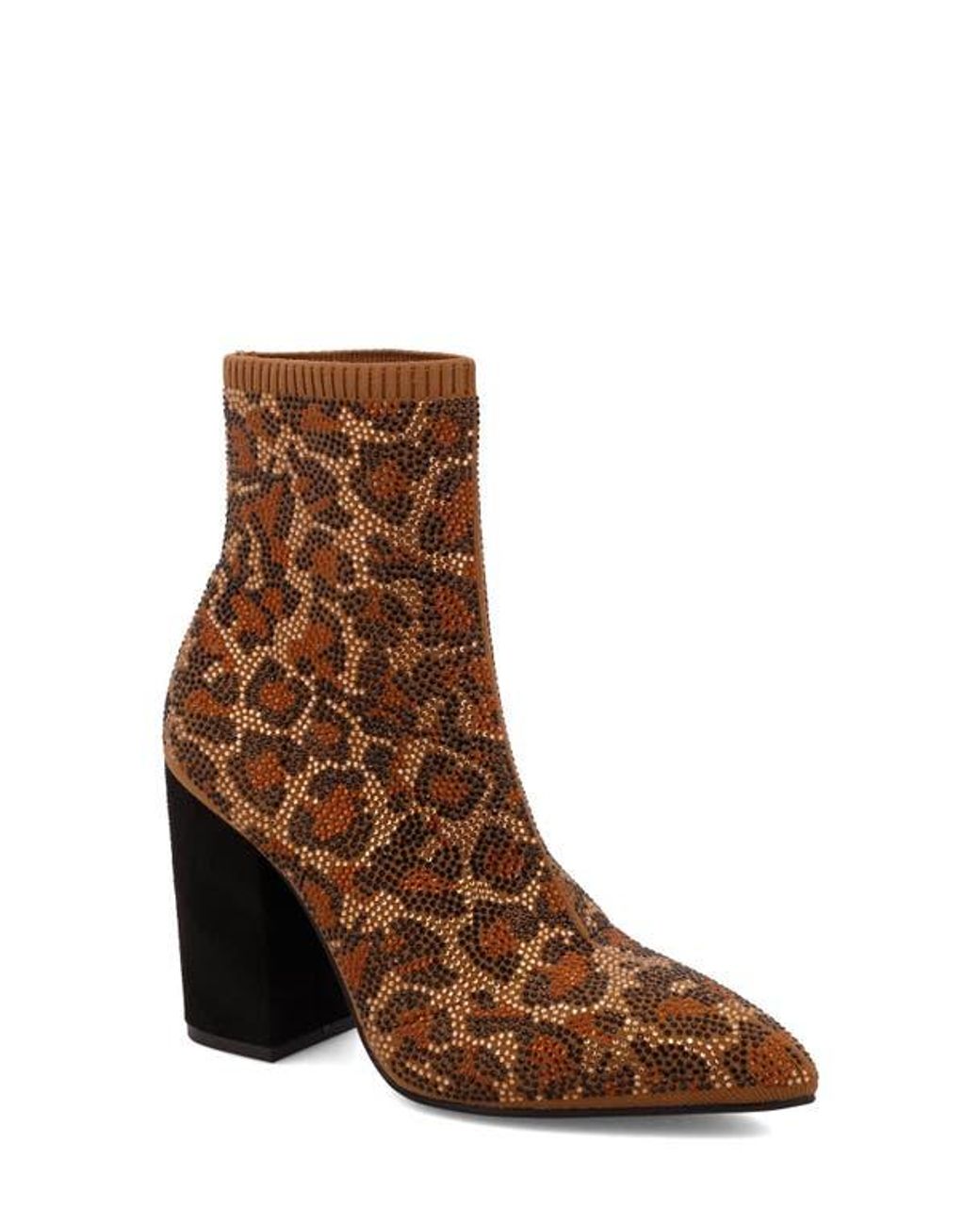 MIA Marlena Leopard Spot Knit Boot in Brown | Lyst
