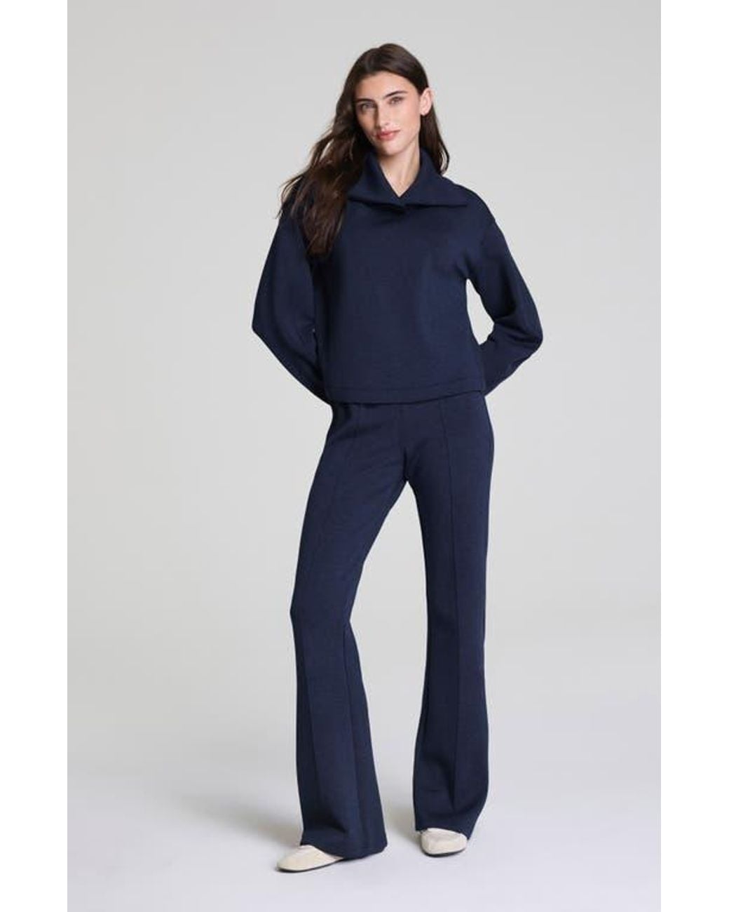 Spanx Blue Airessentials Brushed Collar Sweatshirt