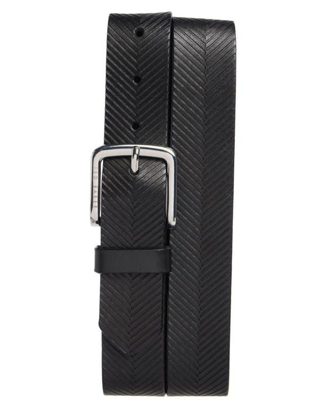 Ted Baker Black Herringbone Leather Belt for men