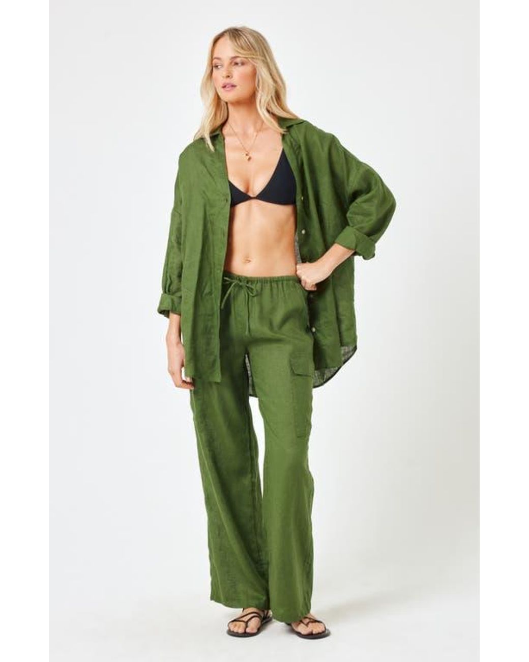 LSPACE Green Sundown Cargo Pants