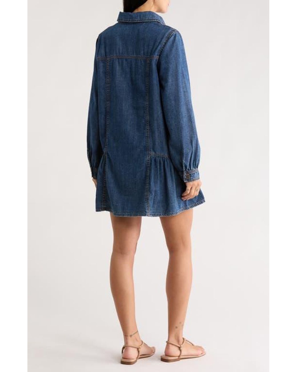 denim long sleeve birdie mini dress NOBODY'S CHILD Birdie Denim Mini Dress