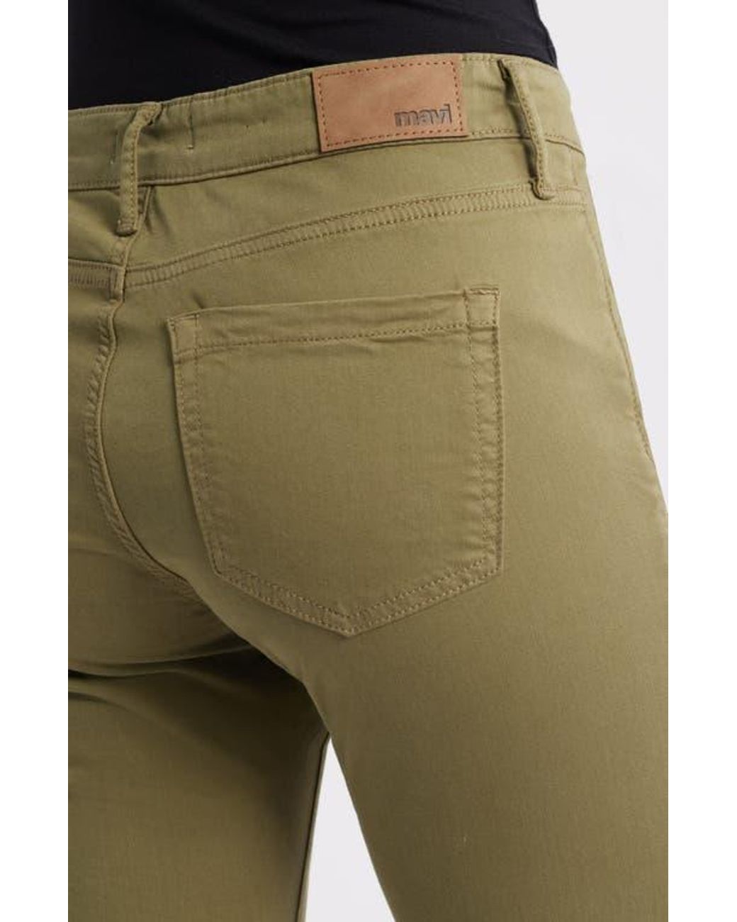 Mavi Green Vicky Patch Pocket Mid Rise Bootcut Sateen Pants