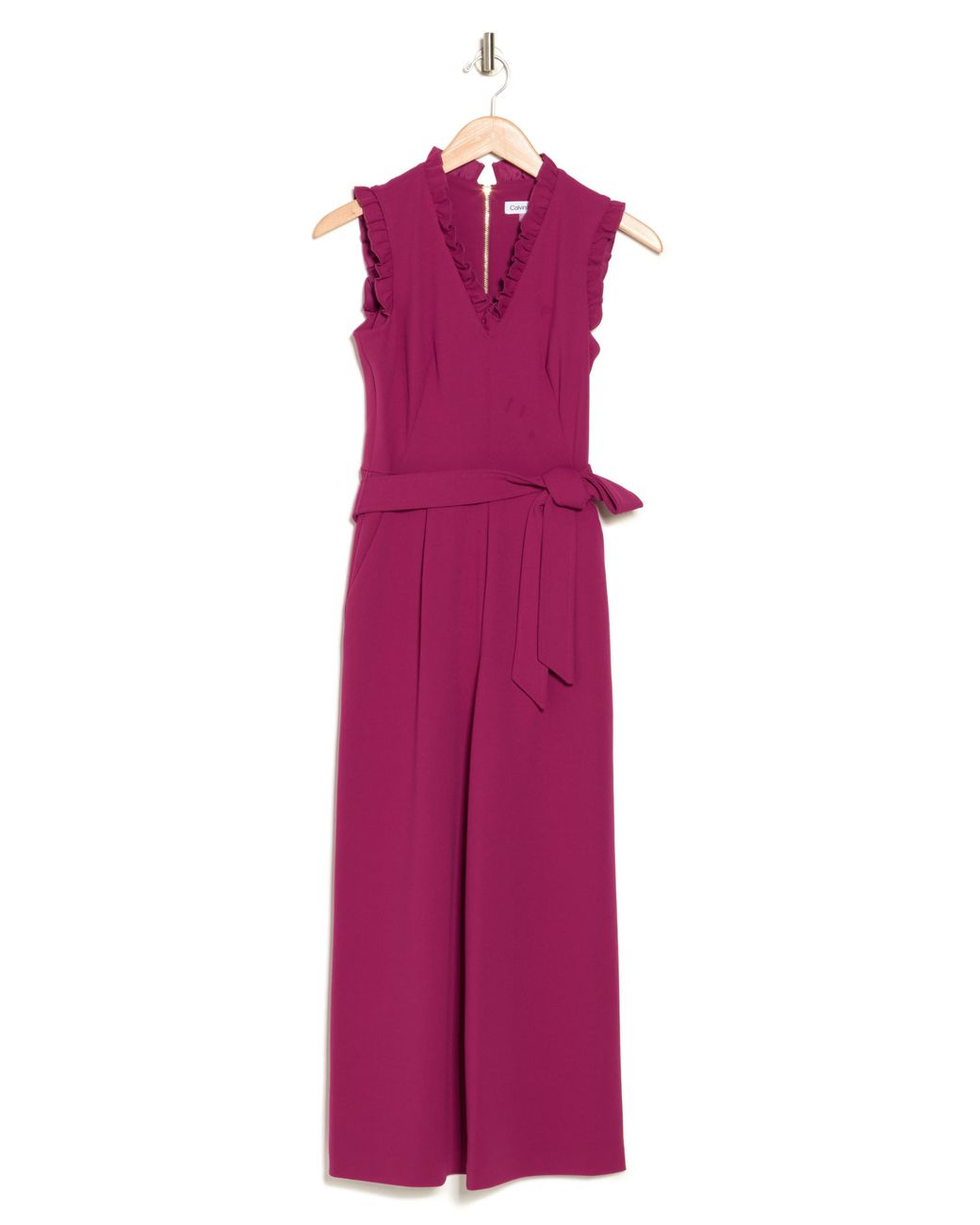 Calvin Klein Ruffle Neck Jumpsuit in Purple Lyst