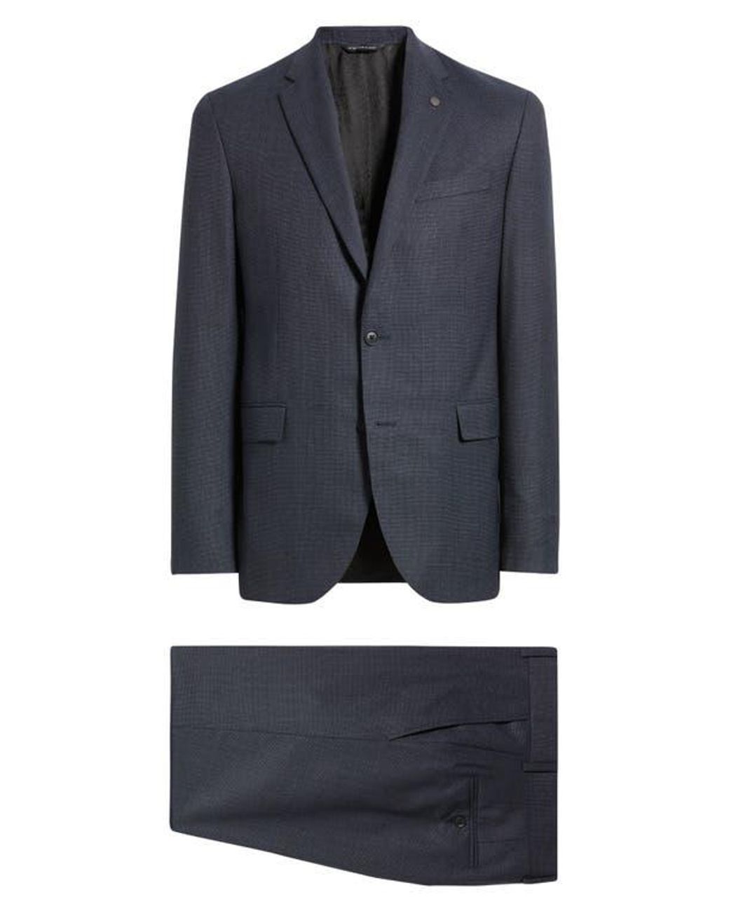 AllSaints Blue Ross Slim Fit Solid Wool Suit for men