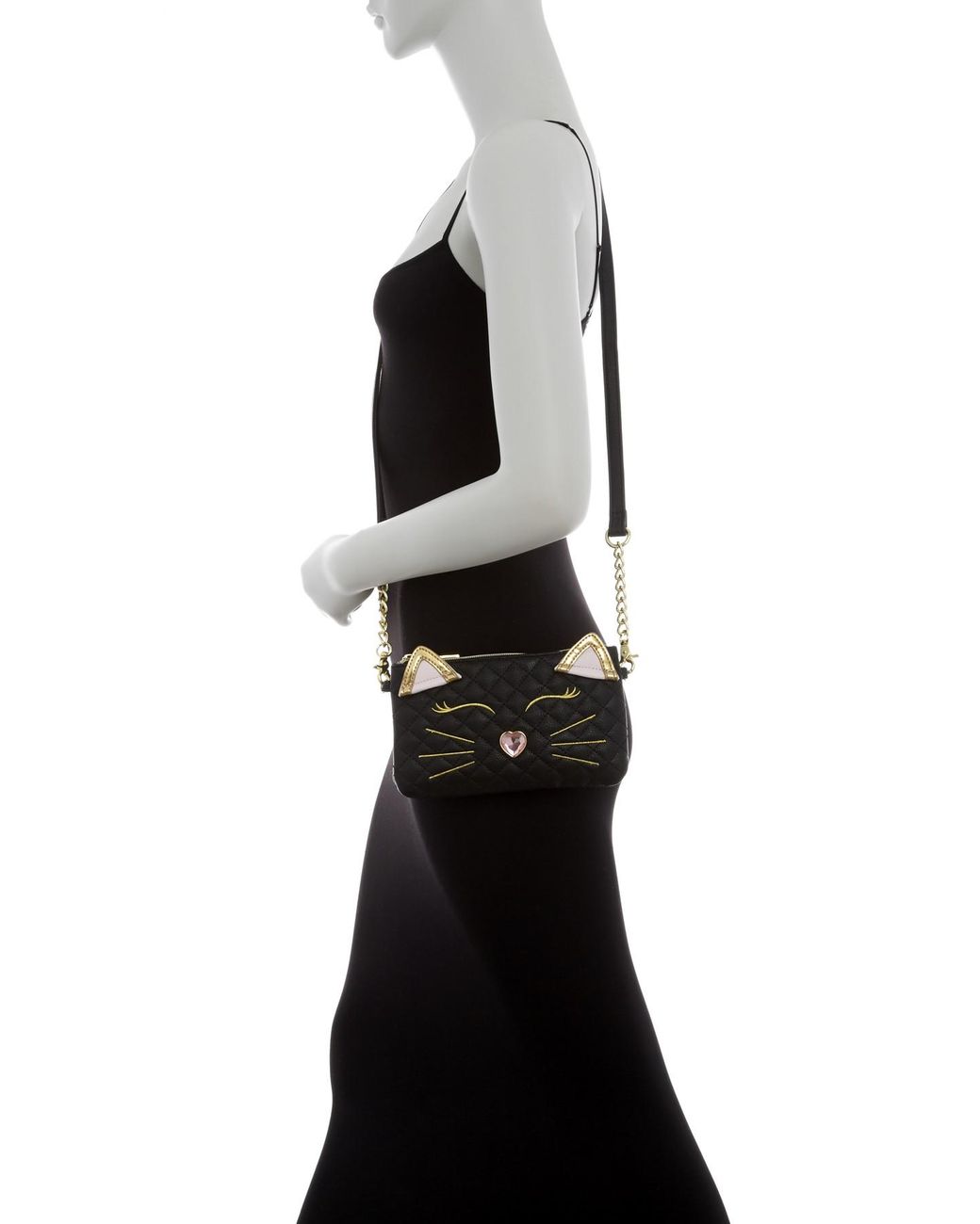 Betsey Johnson Quilted Cat Crossbody Bag Charging Bank In Black Lyst