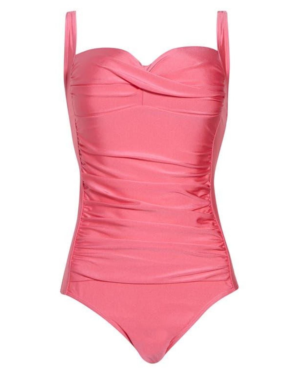 Betsey Johnson Ruched One-Piece Swimsuit in Pink | Lyst