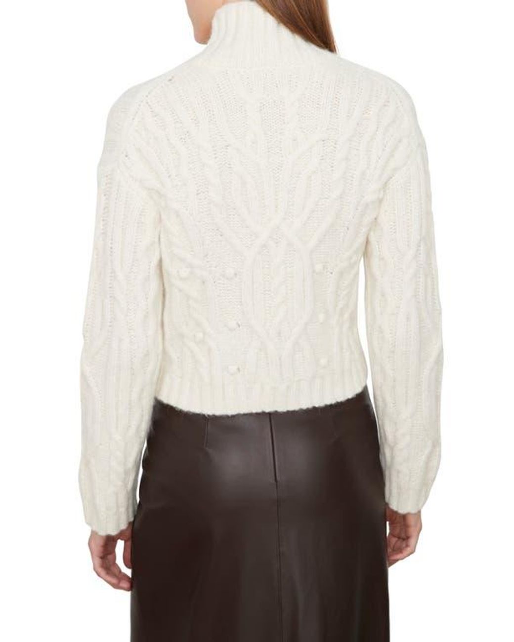 Vince White Interlaced Alpaca Blend Turtleneck Sweater