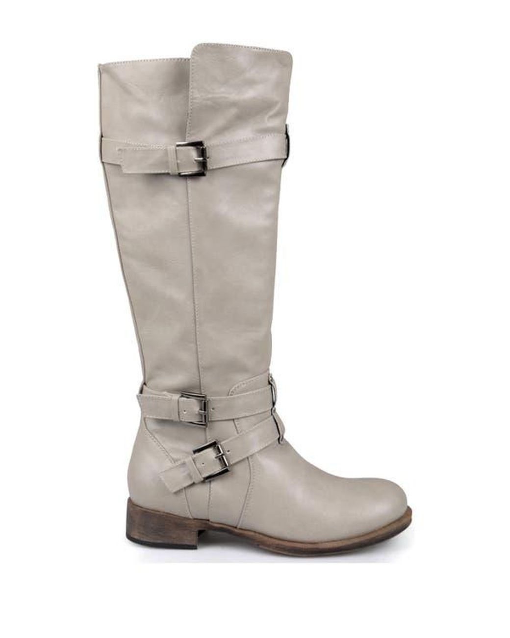 Journee Collection Gray Bite Ruched Riding Boot