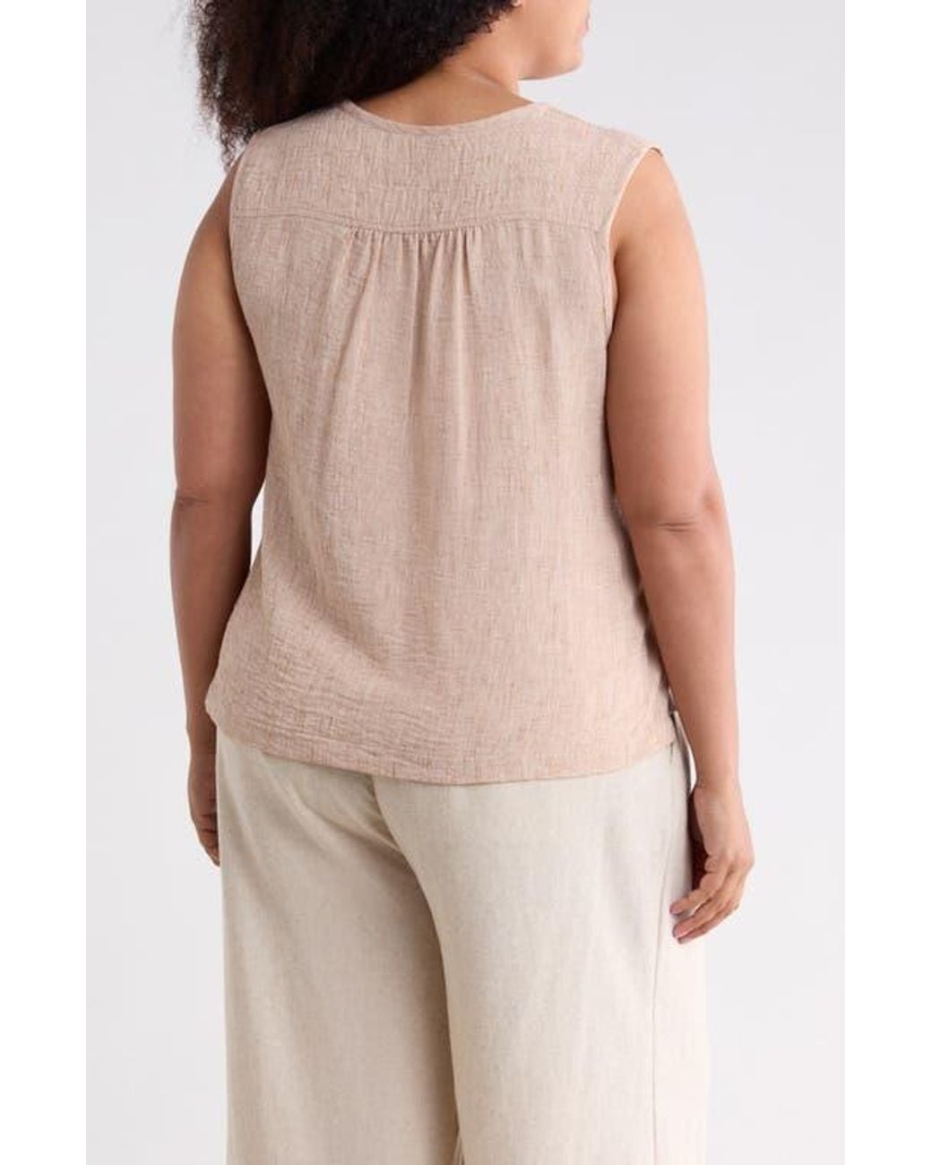 Max Studio Pink Crinkle Pintuck Top