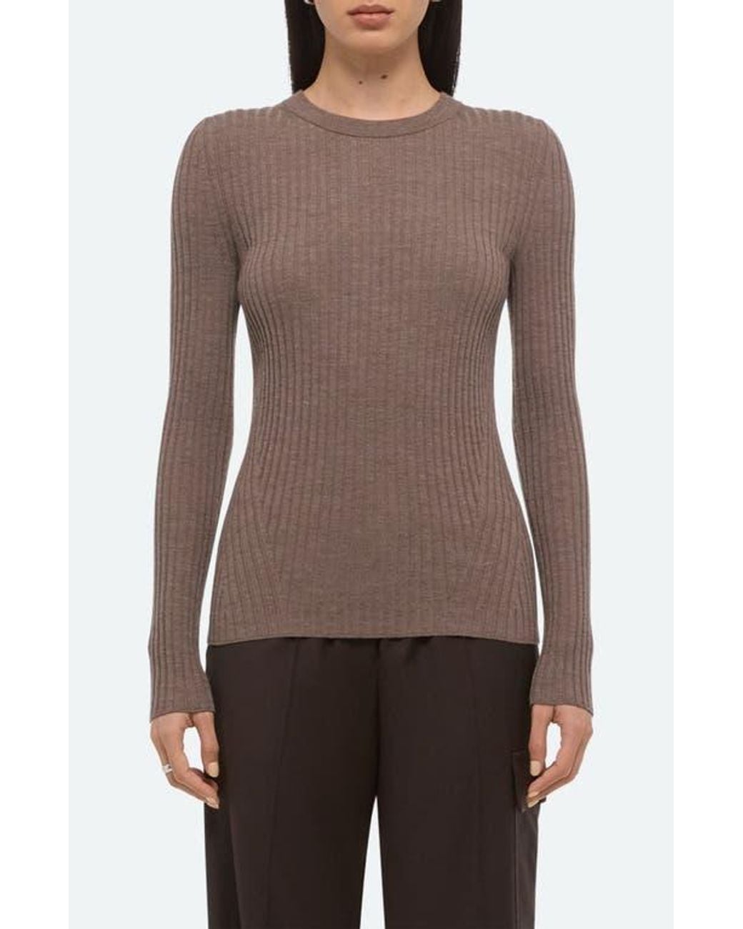 Helmut Lang Brown Cutout Back Rib Top