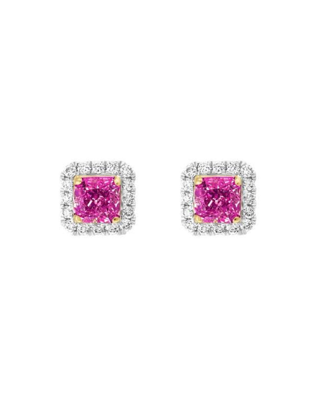 Effy Pink Diamond Halo Ruby Stud Earrings