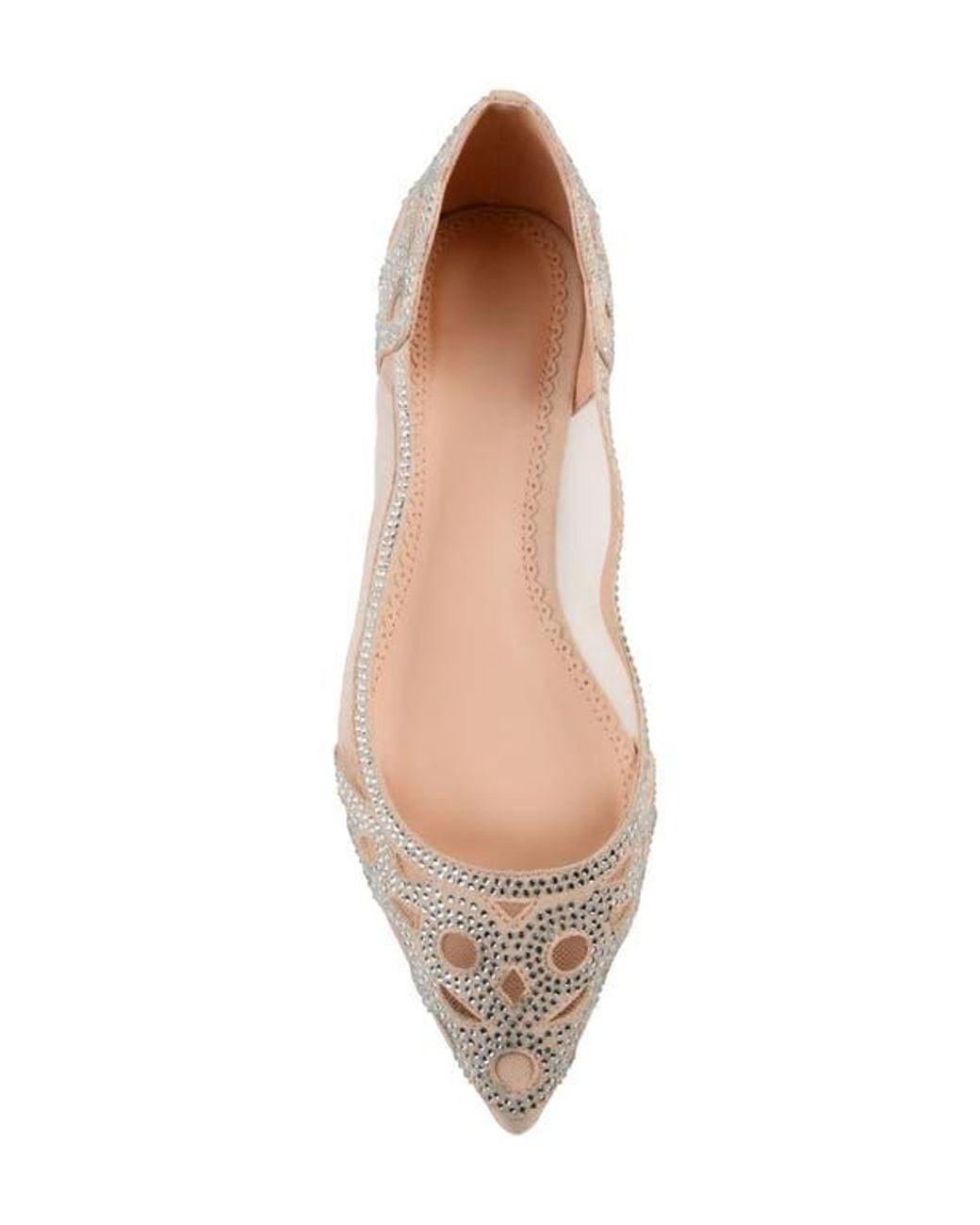 Journee Collection Pink Rhinestone-Embellished Pointed Mesh Flats